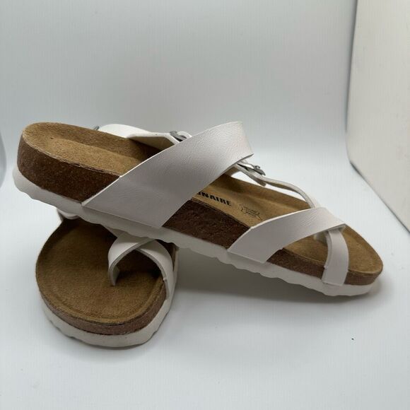 CUSHIONAIRE Women's Cork Footbed Sandal With +Comfort 7 WHITE - Picture 6 of 7